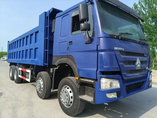 青色 中古 Sinotruk HOWO 8*4 ダンプトラック 6-8L エンジン容量と右手駆動